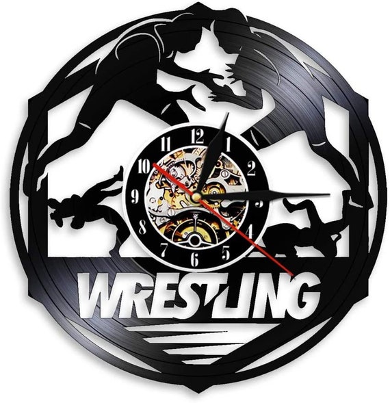 Vinyl Wall Clock Wrestling Wall Decor Modern Design Vinyl Etsy