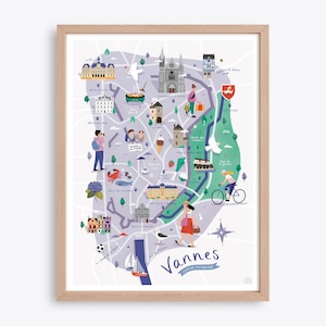 Ville de Vannes - Carte illustrée - Affiche de la Bretagne