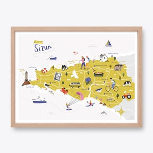 LE CAP SIZUN - Karte der Bretagne - Illustriertes Poster