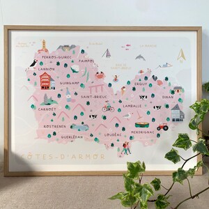 COTES-D'ARMOR - Bretagne / Carte illustrée / Affiche A4,A3