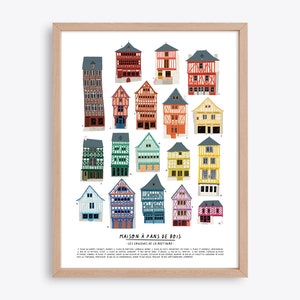 Casa em enxaimel - Bretanha - Pôster ilustrado