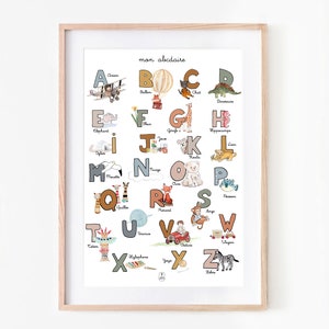 ABCDaire Kinderposter, Aquarell, Kinderzimmerdekoration, Babyposter