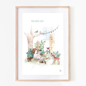 Kinderplakat, Aquarell-Gartentiere, Geschenk zur Geburt, Kinderzimmerplakat-Wanddekoration, Babyplakat
