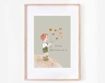 End of year teacher gift - Personalized thank you teacher poster, personalized nanny gift, atsem gift