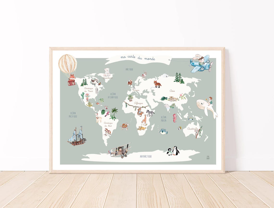 Children's World Map Poster - Etsy Australia