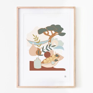 Poster decorativo, Vacanze, Sud, Natura, Mediterraneo, limoni, pino, giardino, Vita lenta