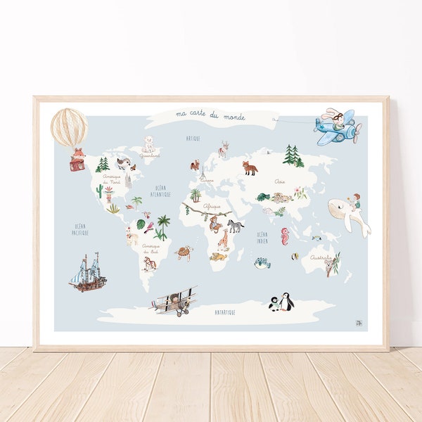 Carte du Monde Enfant , tableau déco enfant