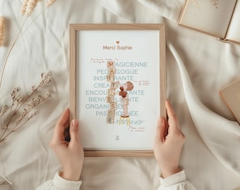 Cadeau voor leraar, gepersonaliseerde poster