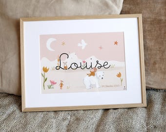 Decorative frame child illustration first name polar bear