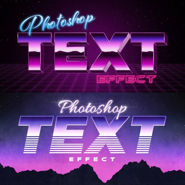80er Retro Text Effekte für Adobe Photoshop (2er Pack)
