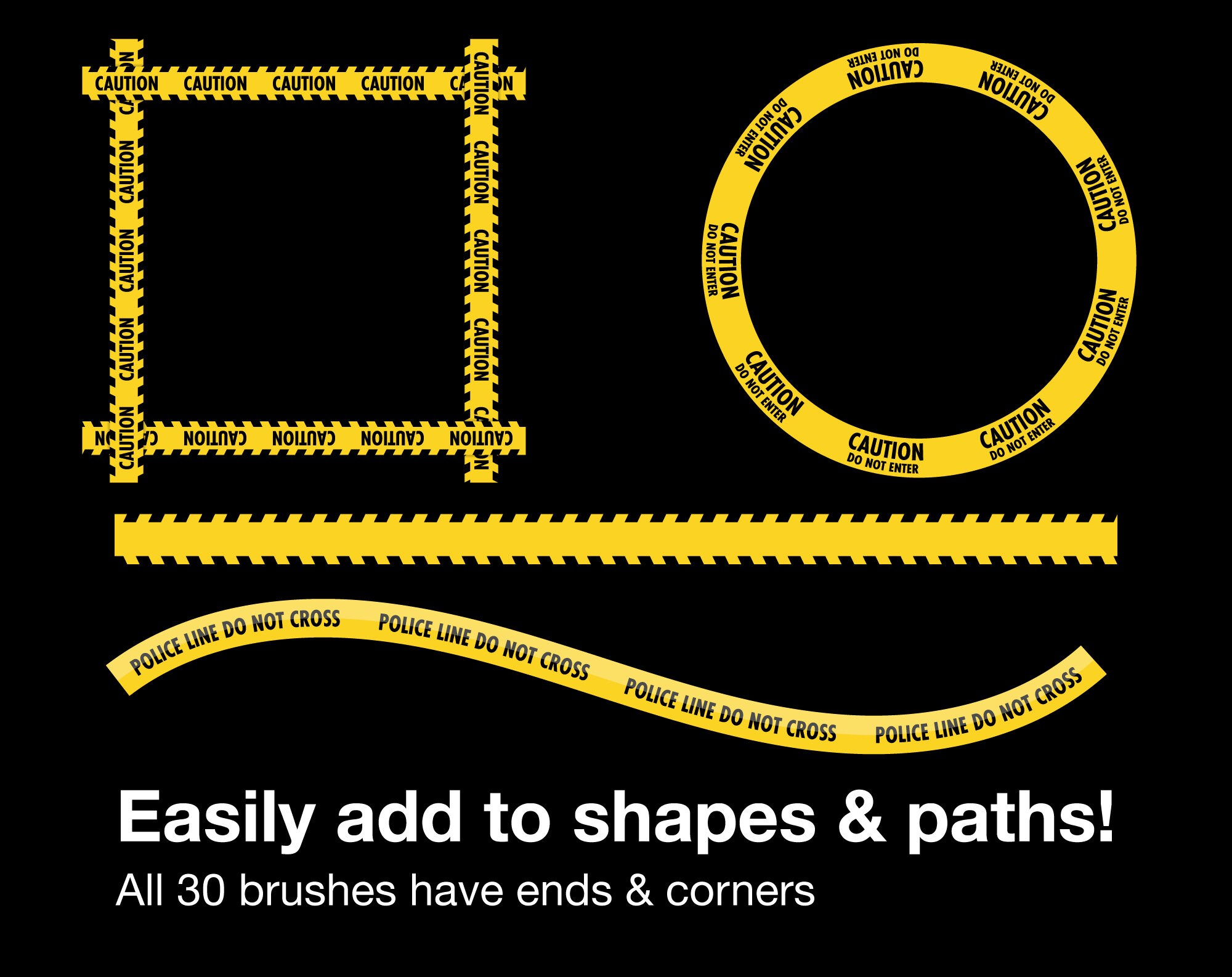 Caution Tape Brushes for Adobe Illustrator Pattern Brush Etsy