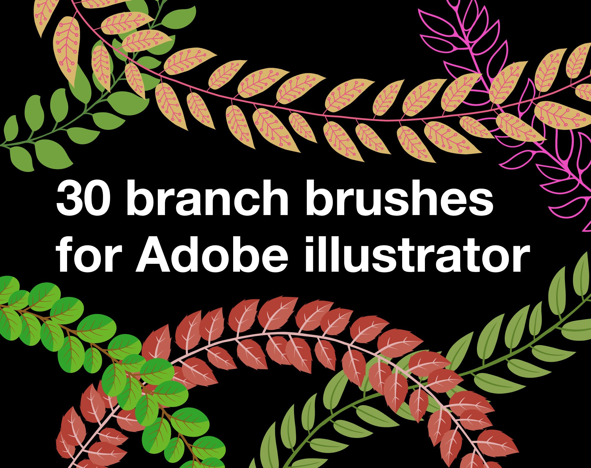 30 Branch Brushes for Adobe Illustrator, Pattern Brush Library Etsy UK