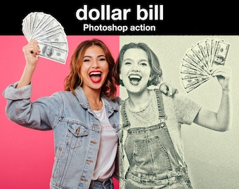 Action Photoshop de billet d'un dollar | Appliquez un effet photo professionnel de billet d'un dollar en quelques secondes