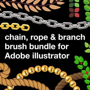 Lot de pinceaux Adobe Illustrator : brosses chaîne, brosses corde et brosses branches