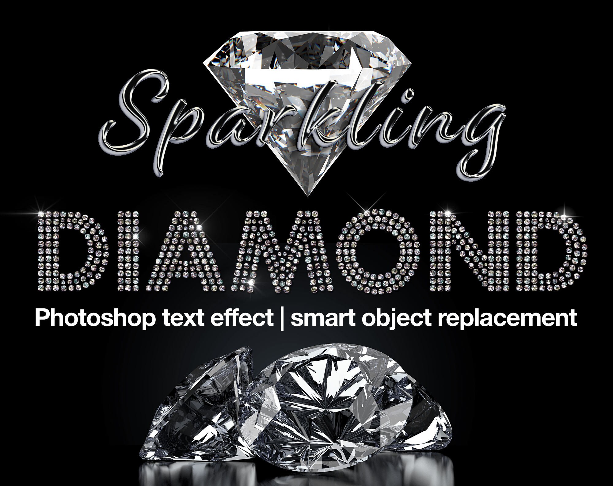 Adobe Sparkling Diamond Text Effect Smart Object Replacement