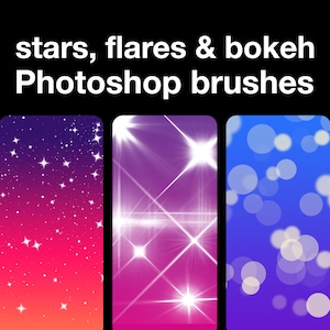 Stars, Flares & Bokeh Brushes for Adobe Photoshop (brush pack, photoshop abr file)