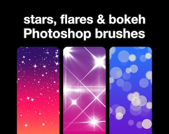 Stars, Flares & Bokeh Brushes for Adobe Photoshop (brush pack, photoshop abr file)