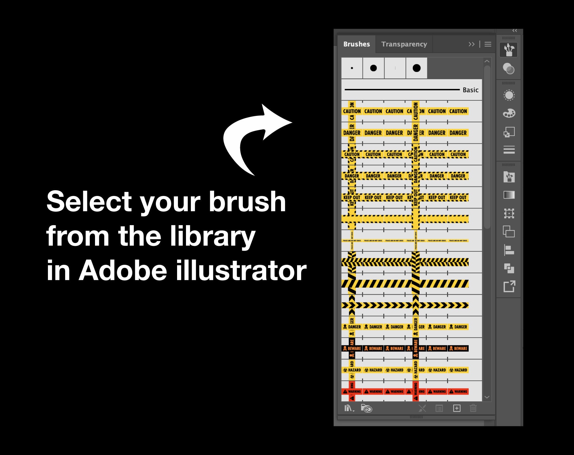 Caution Tape Brushes for Adobe Illustrator Pattern Brush Etsy