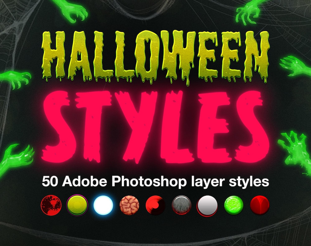 Photoshop Halloween Layer Styles | 50 Layer Styles, Spooky Effects ...