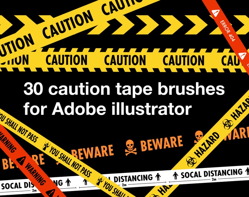 Caution Tape Brushes for Adobe Illustrator Pattern Brush Etsy