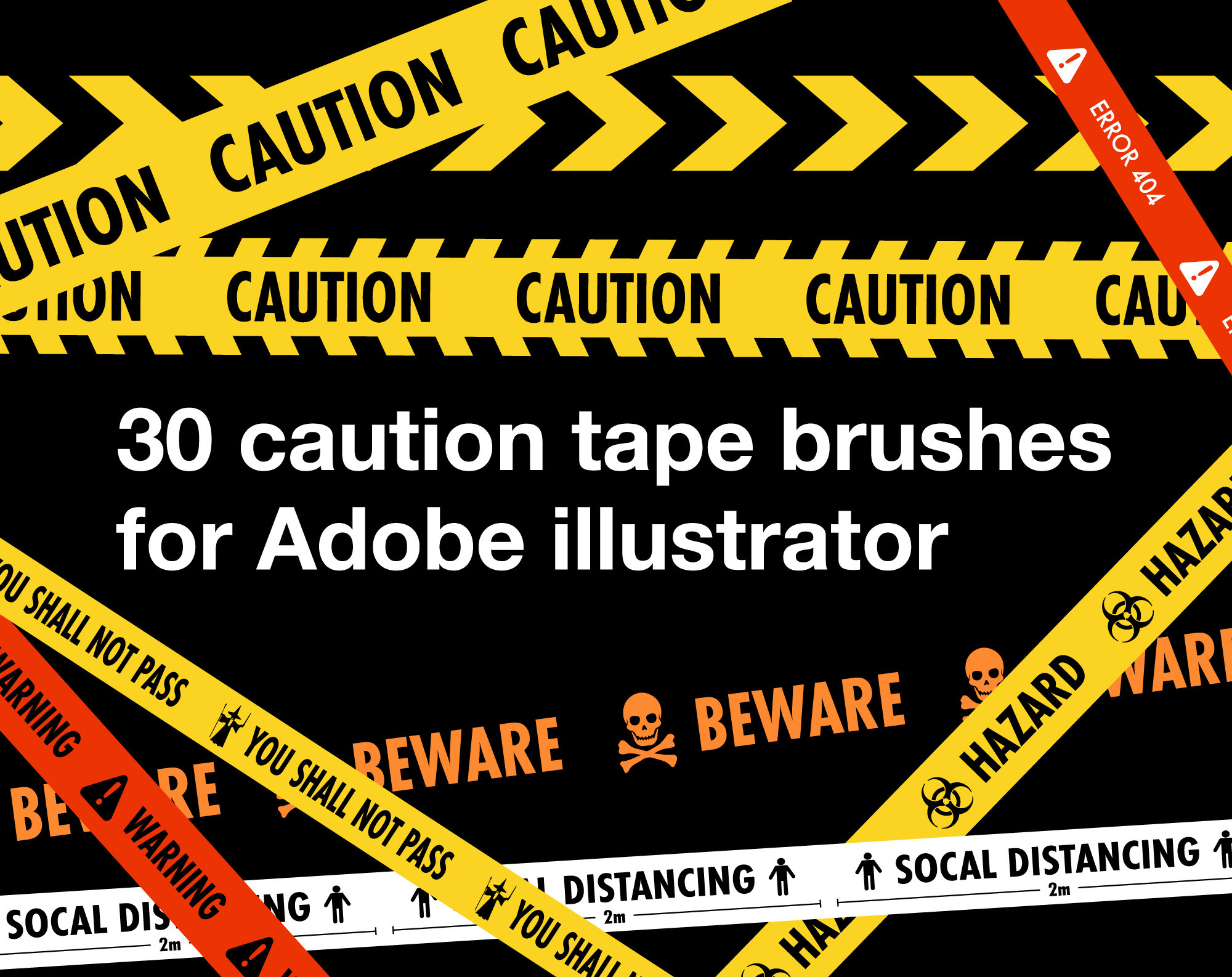 Caution Tape Brushes for Adobe Illustrator Pattern Brush Etsy