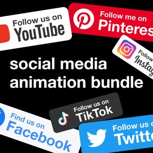 Animated Social Media Follow Subscribe Pop up Bundle for Facebook, Instagram, Pinterest, Twitter, TikTok, and Youtube
