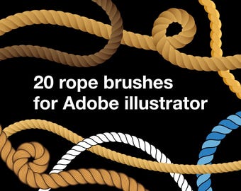 20 Rope Brushes for Adobe Illustrator, Pattern Brush Library