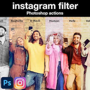 Acción de Photoshop para filtros de Instagram: aplique filtros populares de Instagram con una acción de Photoshop, paquete de 24 acciones de Photoshop
