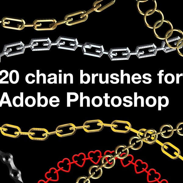 Adobe Photoshop Chain Brushes | Includes 20 chain brushes and 20 chain layer styles