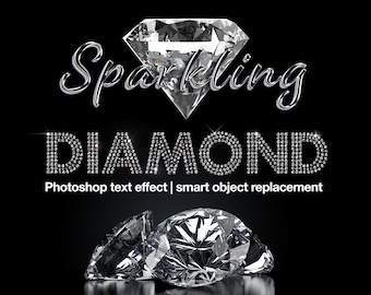 Adobe Photoshop Sparkling Diamond Text Effect | Smart Object Replacement, Includes 7 Lens Flare Stock Images
