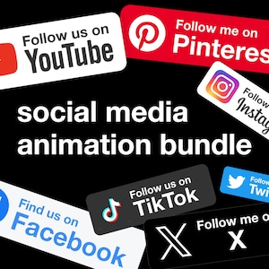 Animated Social Media Follow Subscribe Pop up Bundle for Facebook, Instagram, Pinterest, Twitter, TikTok, and Youtube