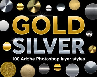 Photoshop Gold & Silver Layer Styles | 50 gold styles, 50 silver style, .asl file, Photoshop download
