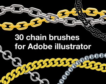 30 pędzli łańcuchowych do programu Adobe Illustrator, biblioteka pędzli wzorzystych