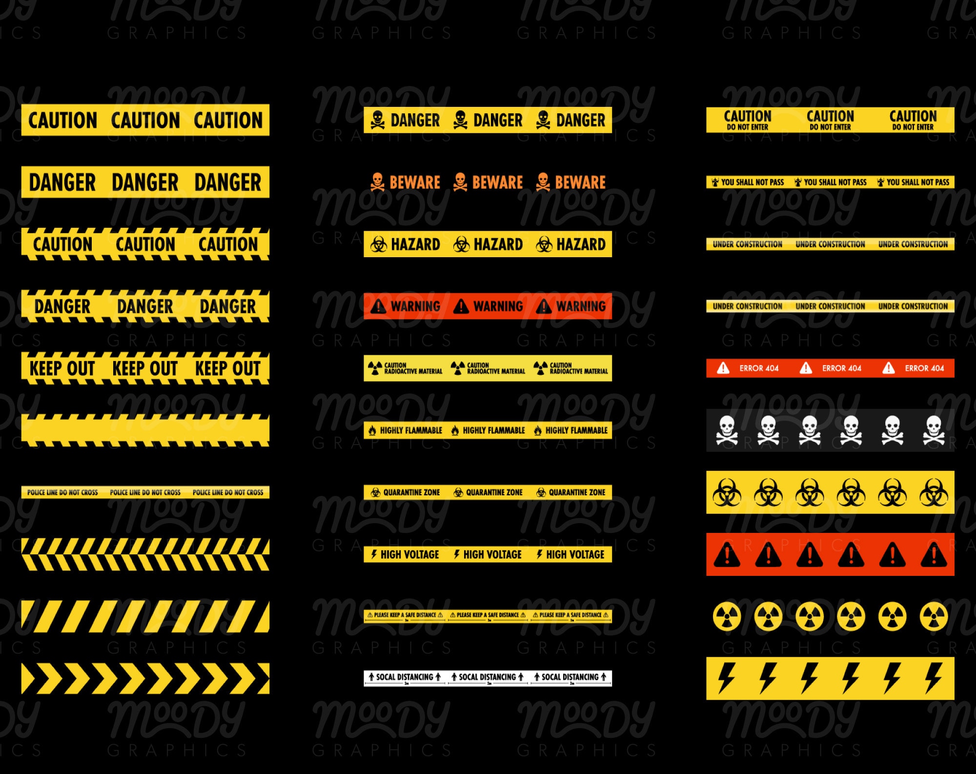 Caution Tape Brushes for Adobe Illustrator Pattern Brush Etsy Canada