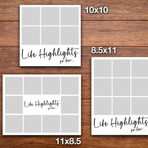 photoshop photo collage template in 3 sizes