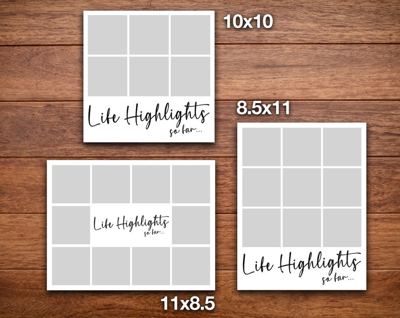 photoshop photo collage template in 3 sizes