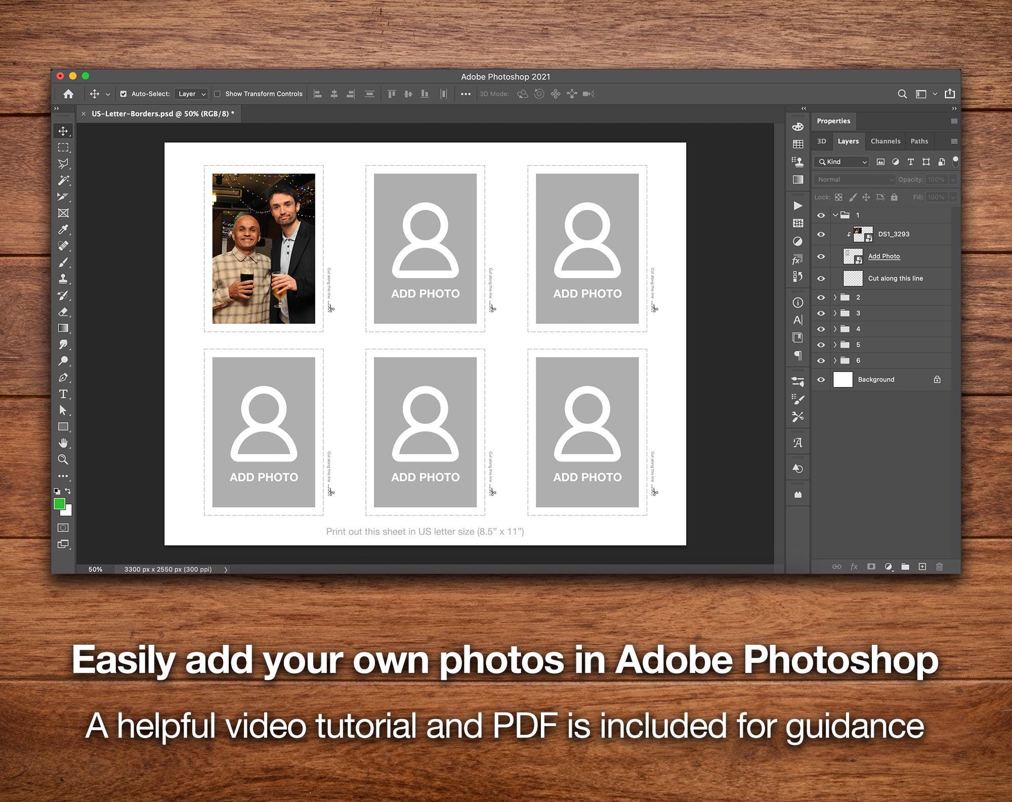 Wallet Size Picture Example Wallet Sized Photo Template | 3 Sizes: 8.5x11