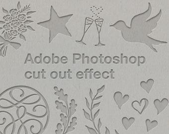 Adobe Photoshop の紙切り抜き効果 | 15 種類の Photoshop レイヤー スタイルと 28 種類の紙の背景 | Photoshop スタイル、紙のストック画像
