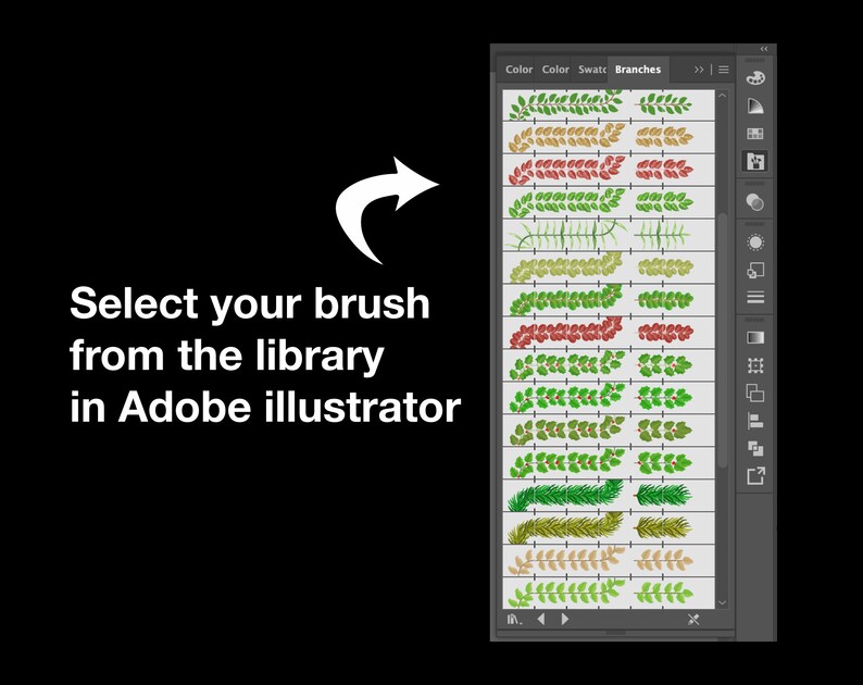 30 Branch Brushes for Adobe Illustrator, Pattern Brush Library Etsy UK