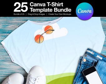 Canva T-Shirt Mockup Template | 25 Designs (Digital Download)