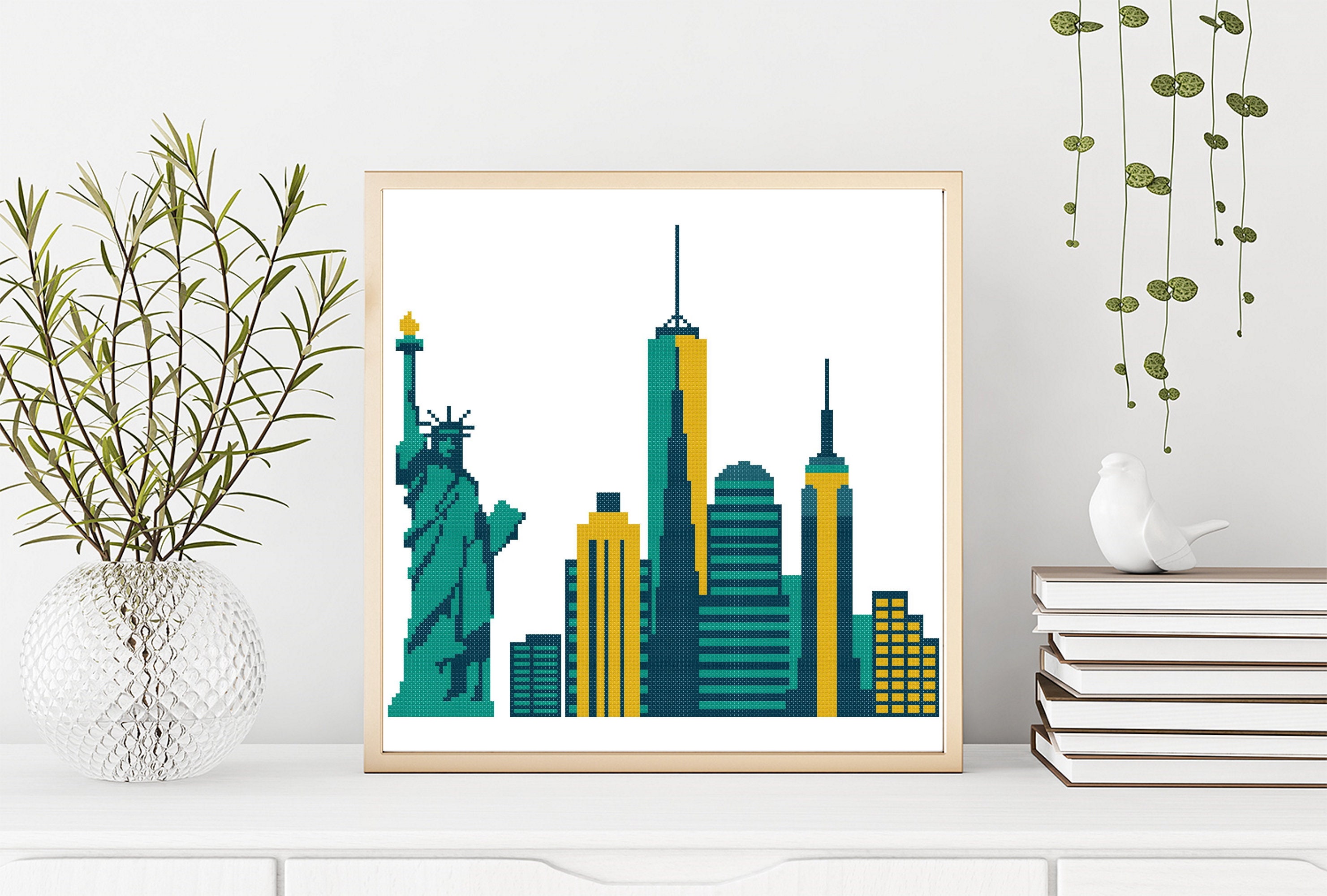 NewYork city Modern Cross Stitch Pattern American counted Etsy