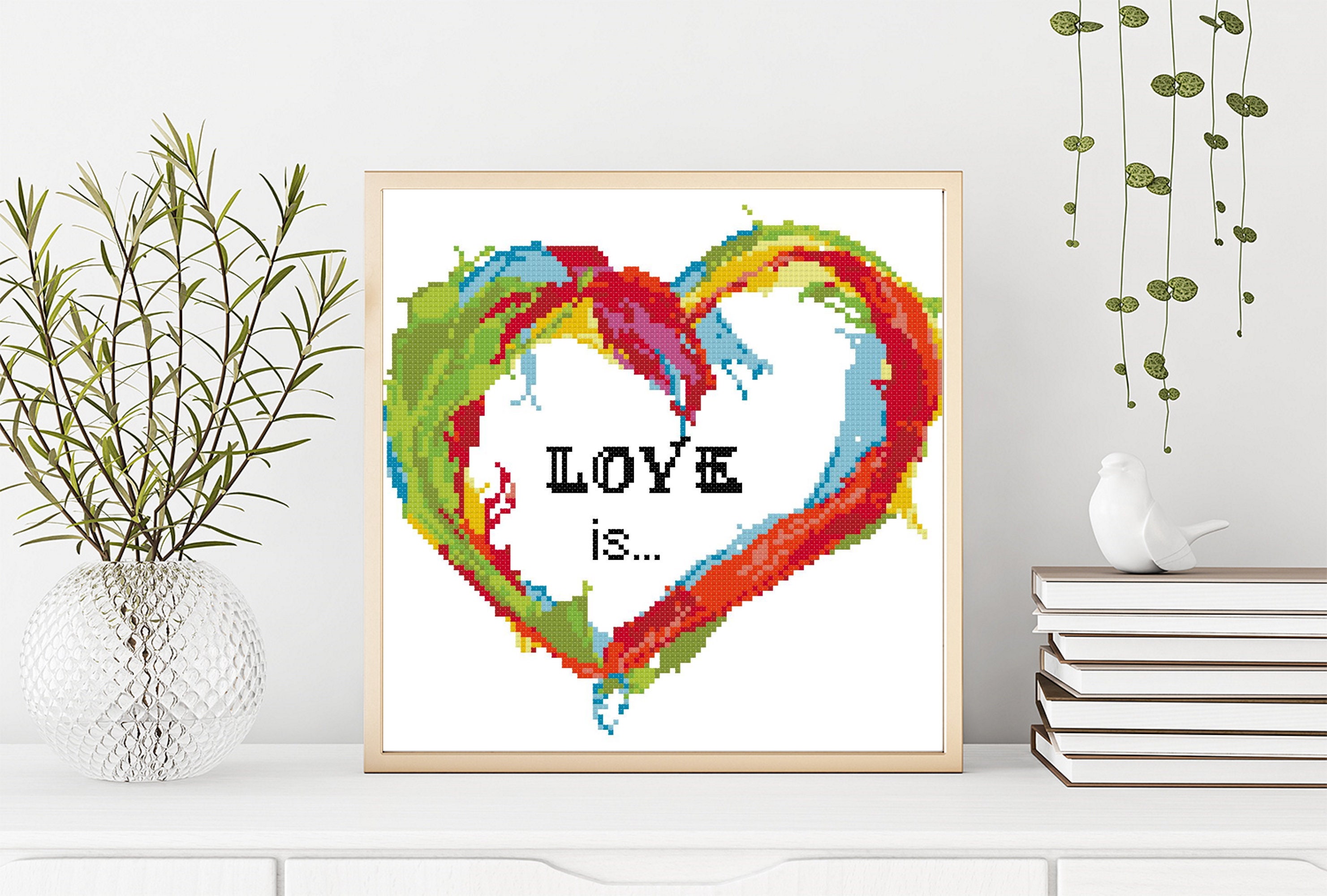 Love IS Cross Stitch Pattern Valentines Cross Stitch Pattern Etsy Love is cross stitch pattern valentines cross stitch pattern