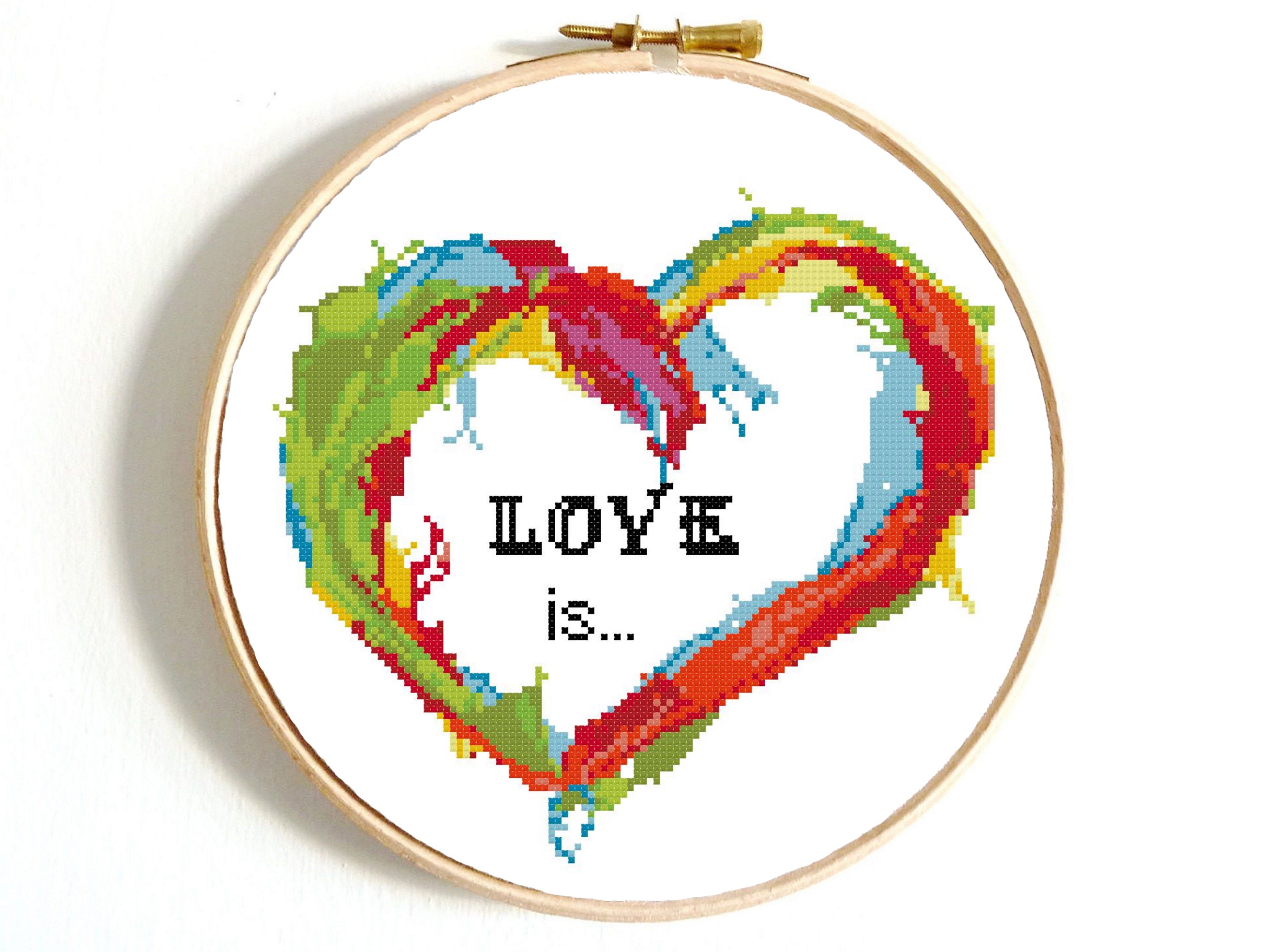 Love IS Cross Stitch Pattern Valentines Cross Stitch Pattern | Etsy