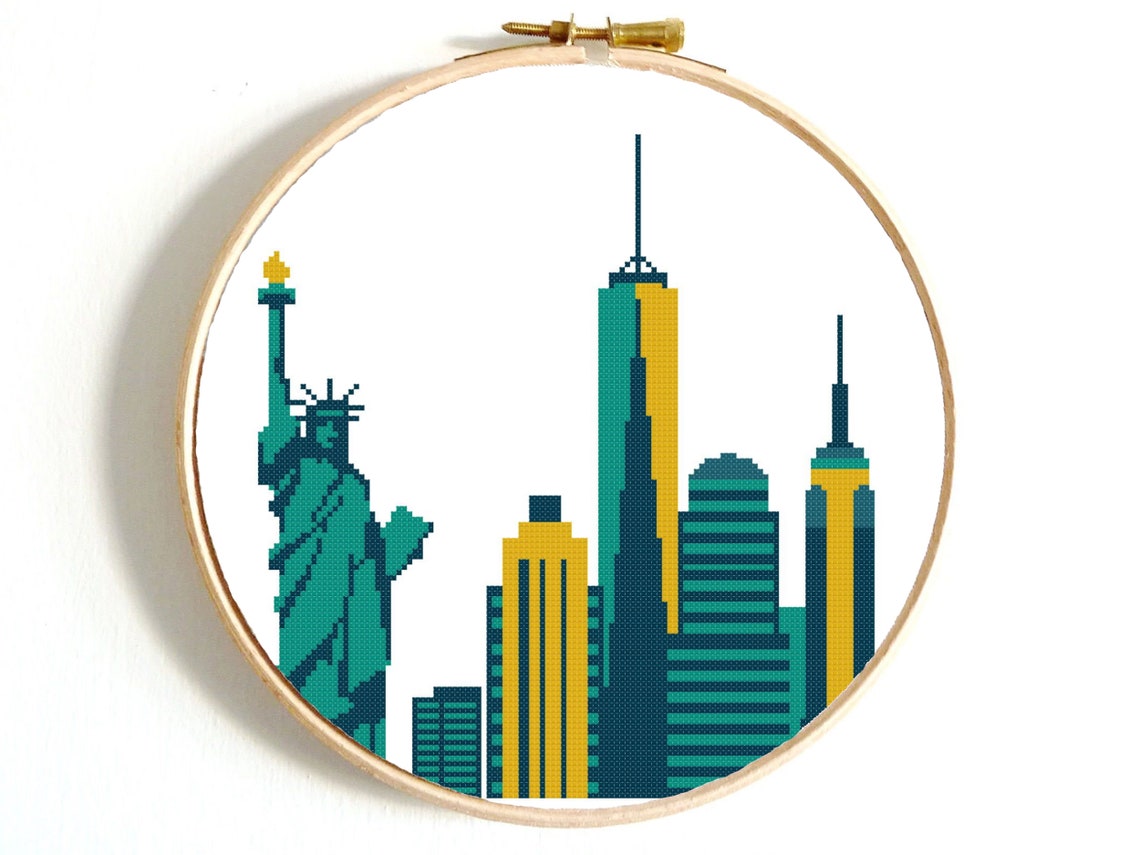 NewYork city Modern Cross Stitch Pattern American counted Etsy