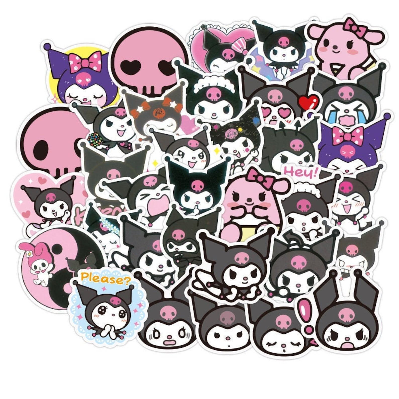100 PCS Kuromi Stickers Pack | Etsy