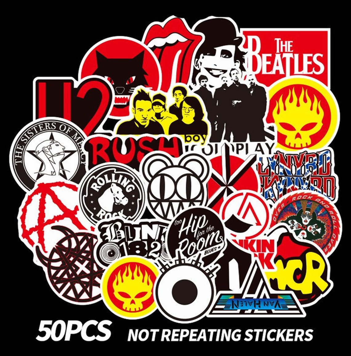 50PCS Rock Stickers Music Band Stickers Band Logo Stickers Etsy