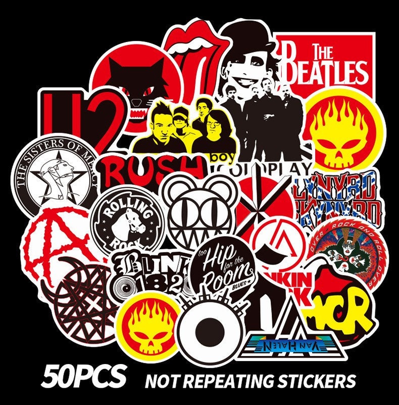 50PCS Rock Stickers Music Band Stickers Band Logo Stickers Etsy