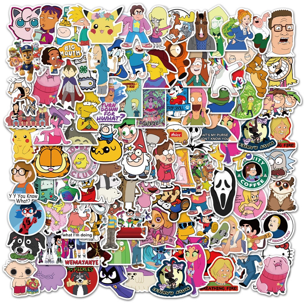 100PCS Cartoon Character Collection StickerWaterproof Vinyl Etsy