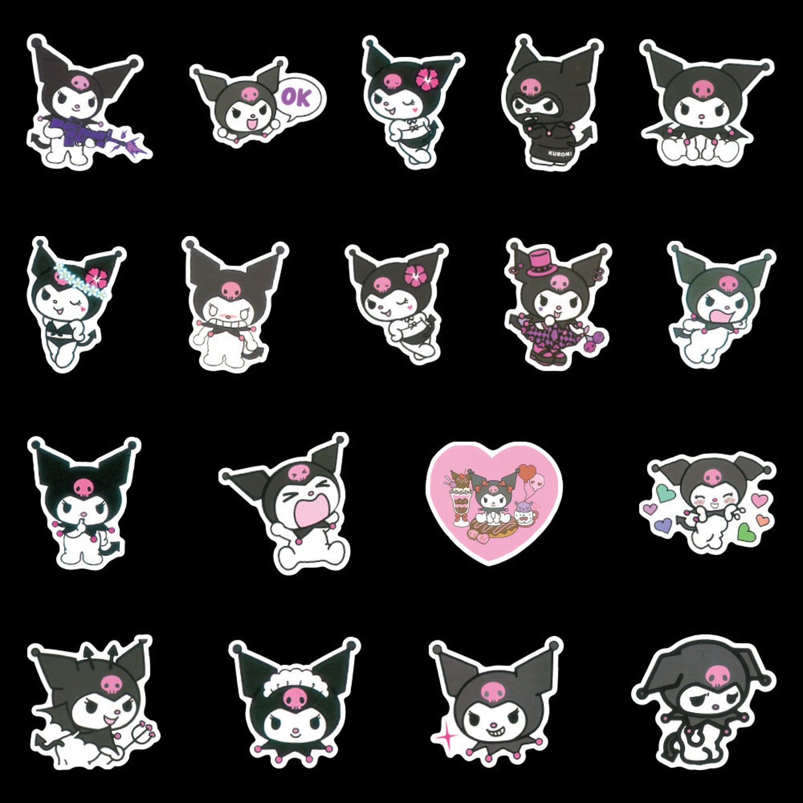 100 PCS Kuromi Stickers Pack | Etsy