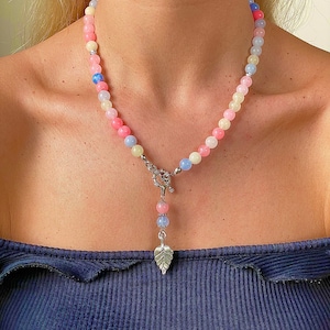 Multicolor Jade Stone Necklace, Handmade Necklace, Colorful Necklace, Gemstone Necklace, Beaded Necklace, Rainbow Necklace, Necklace For Her